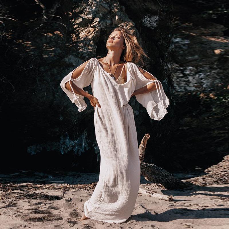Women's Summer Sleeve Hollow Out Sexy Long Dress SIZE S-XL