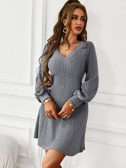 Womens Temperament V Neck Sweater Dress SIZE S-XL