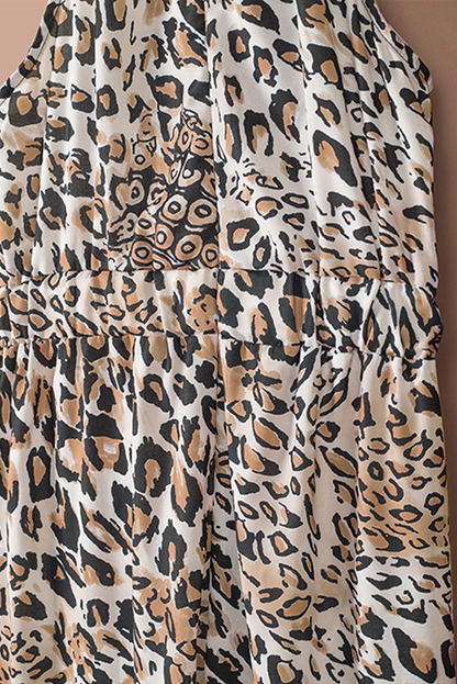 Womens Keyhole Front Leopard Sleeveless Cropped Jumpsuit SIZE S-XL