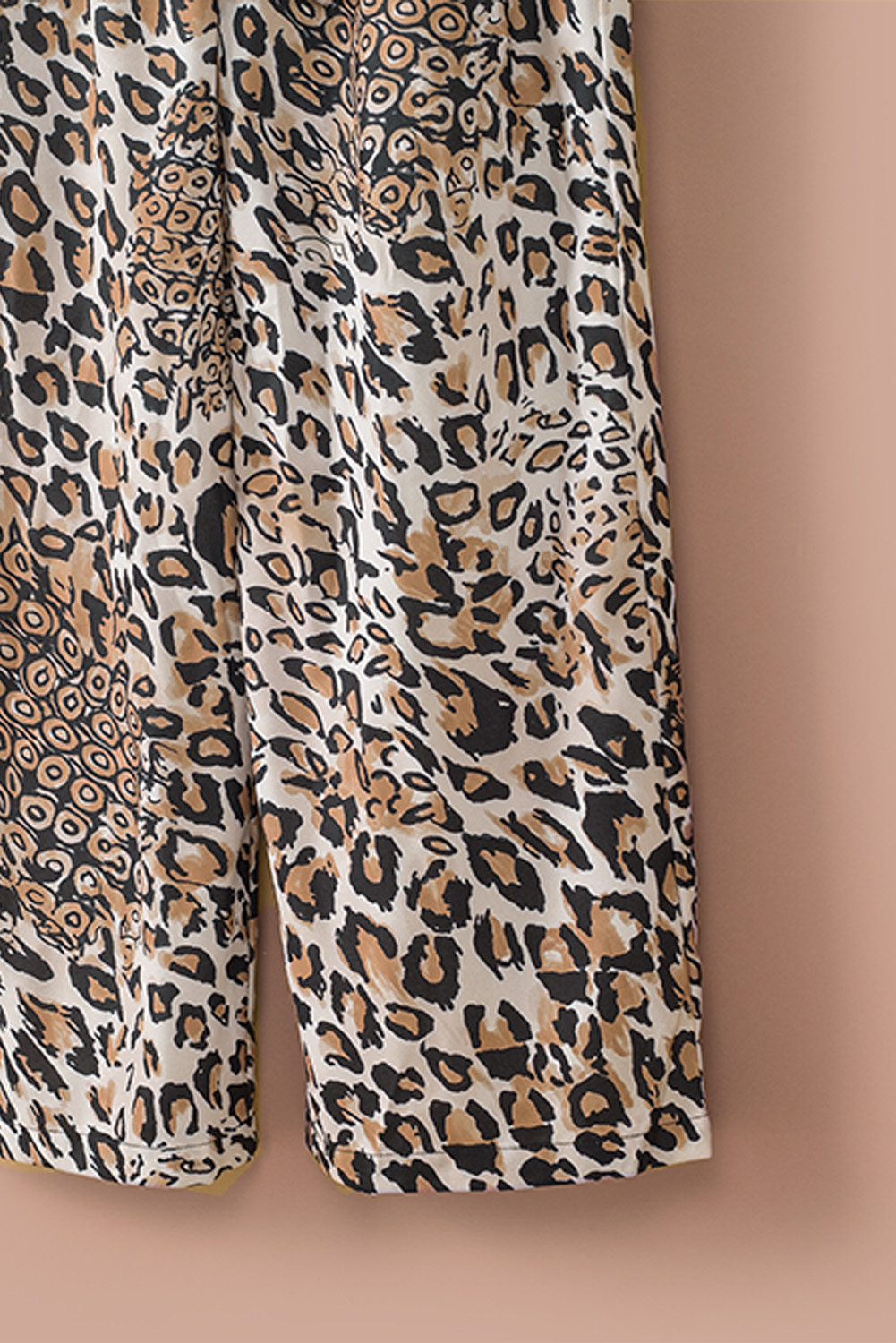 Womens Keyhole Front Leopard Sleeveless Cropped Jumpsuit SIZE S-XL