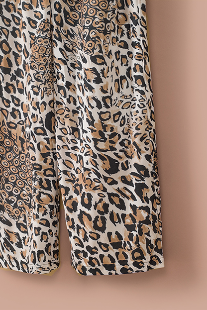 Womens Keyhole Front Leopard Sleeveless Cropped Jumpsuit SIZE S-XL