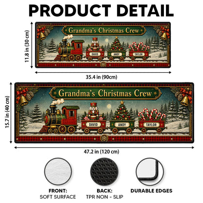 Custom Family Name Christmas Rug, Holiday Gift For Grandma Grandpa • Christmas Train Family - Personalized Runner Rug