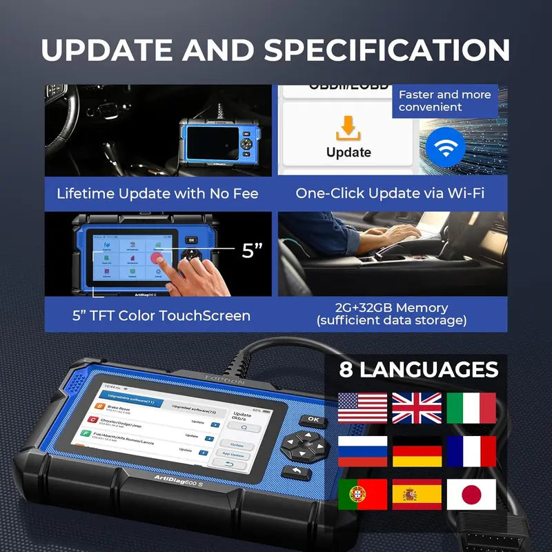 TOPDON AD600S Diagnostic Scan Tool with 9 Reset Services & Battery Tester