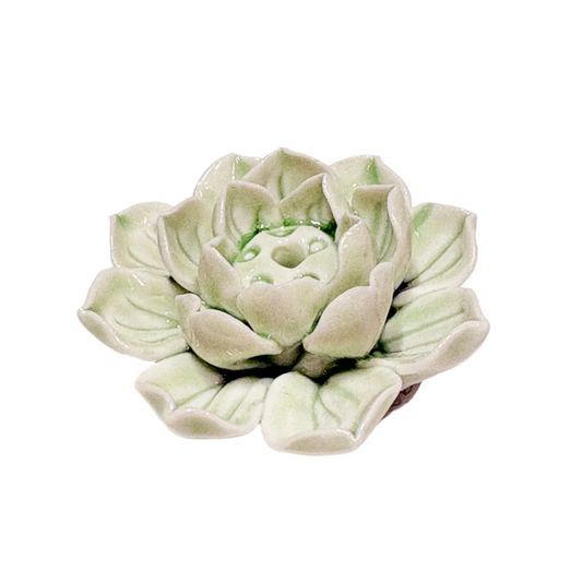 Ceramic Lotus Incense Holder - Green