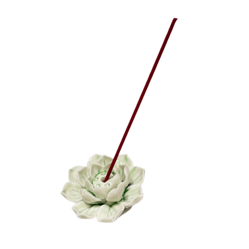 Ceramic Lotus Incense Holder - Green